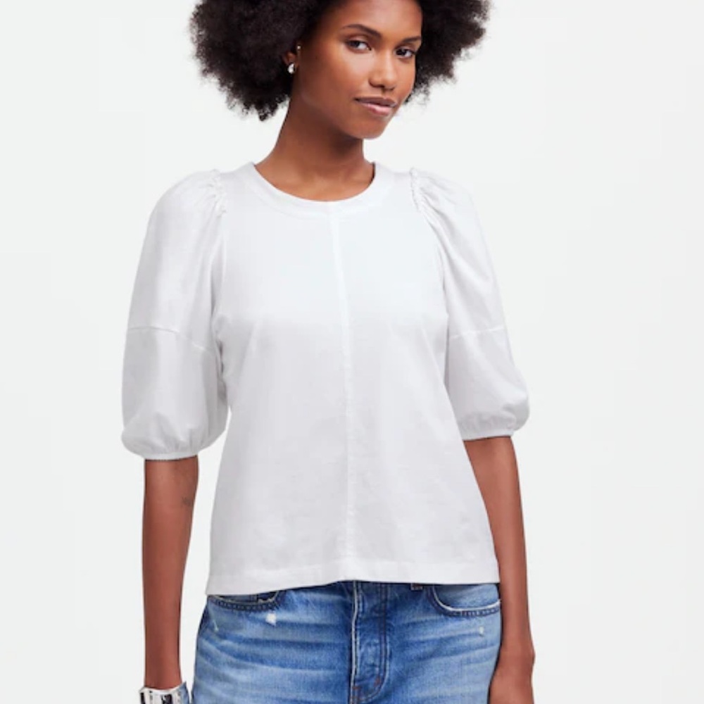 Nwt Madewell Puff-Sleeve Tee xl white peasant top